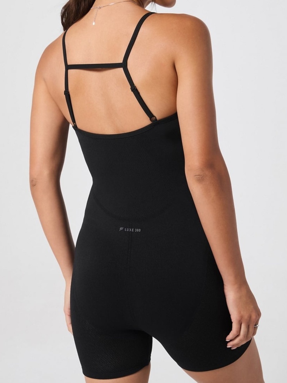 Fabletics 360 Black Seamless Onesie Romper Adjustable Strap Bodysuit - Picture 2 of 10